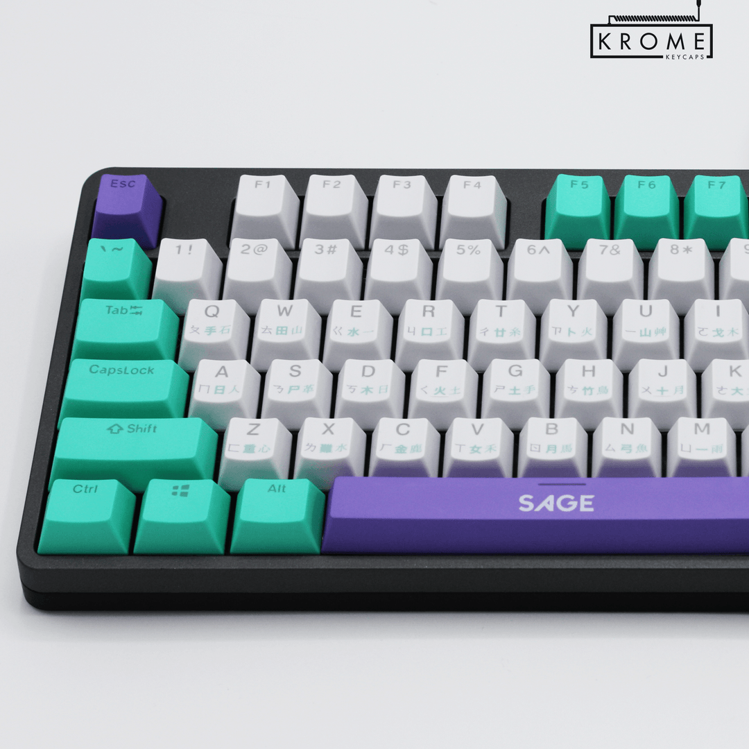 ISO/ANSI - Sage Valorant Themed PBT Keycaps - kromekeycaps